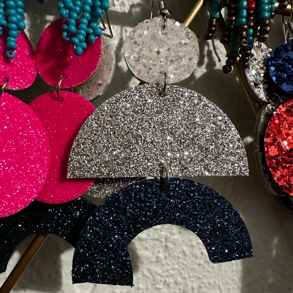 Glittery Silver and Black Kids Earrings